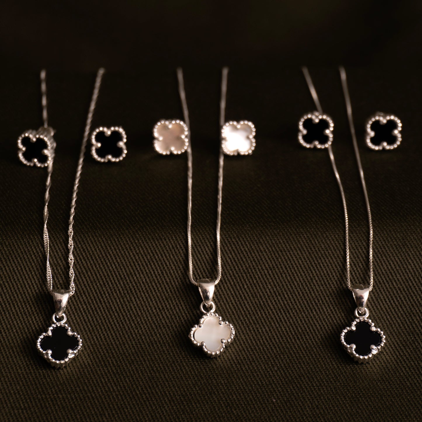 Conjunto trébol en plata925