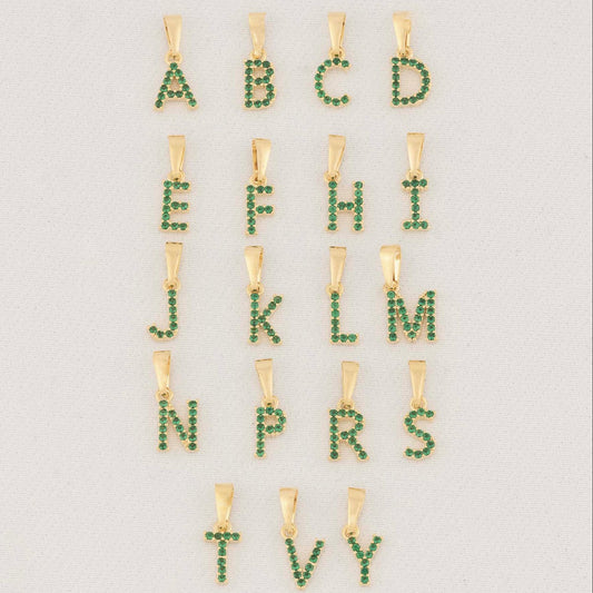 Dije Inicial Zircones Verde