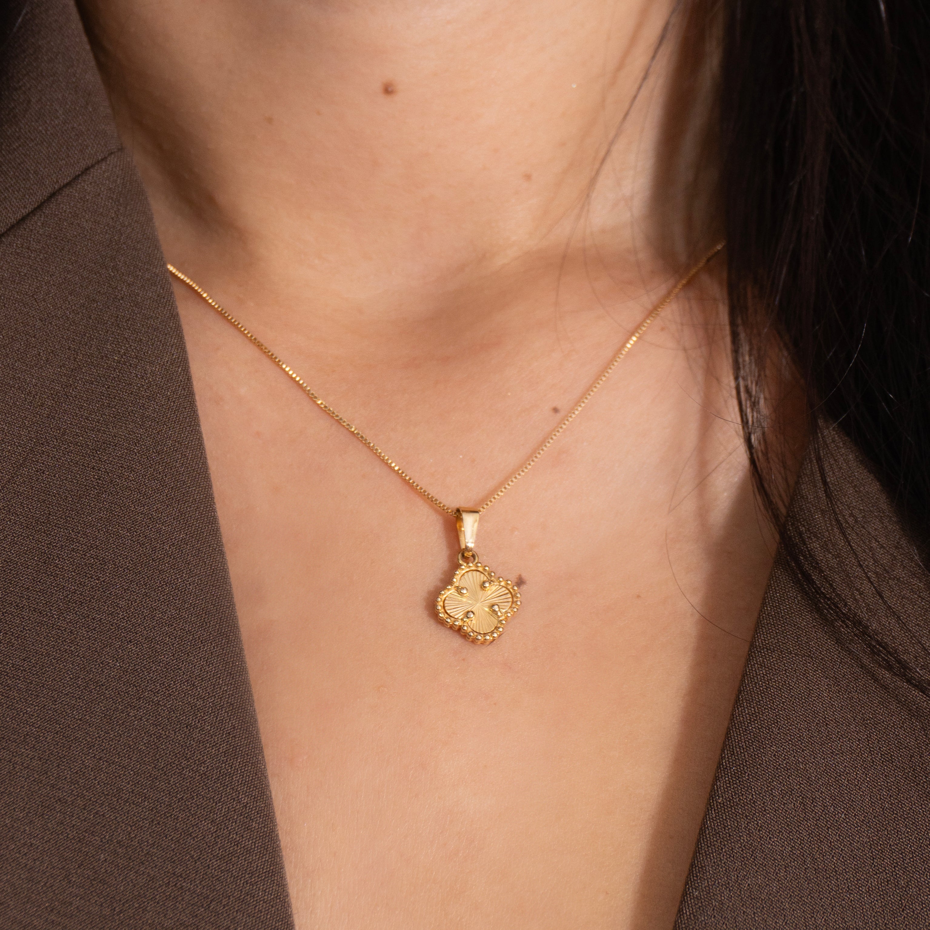 Cadena Con Dije Trebol Dorado