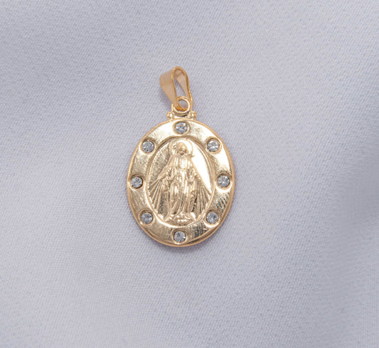 Miraculous virgin zircon pendant