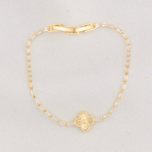 Pulsera Tenis Trebol Dorado