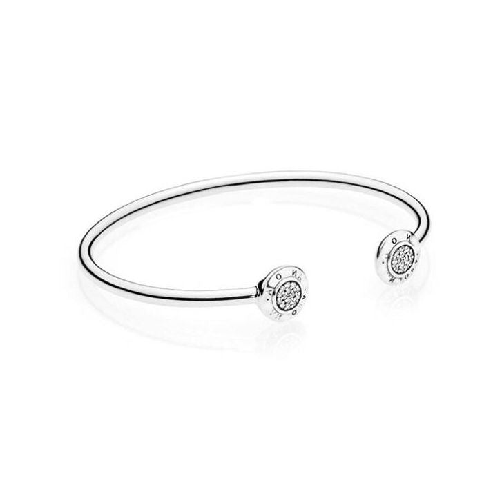 Open Bracelet with Pavé and Pandora Logo