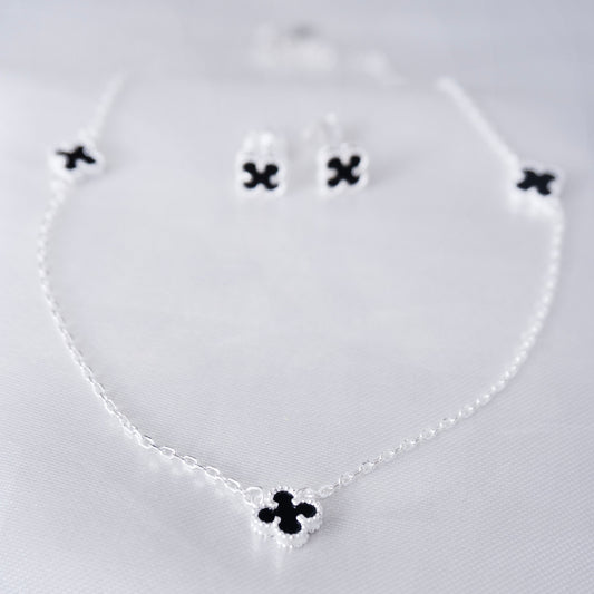 Cadena Y Aretes Trebol Plata 925