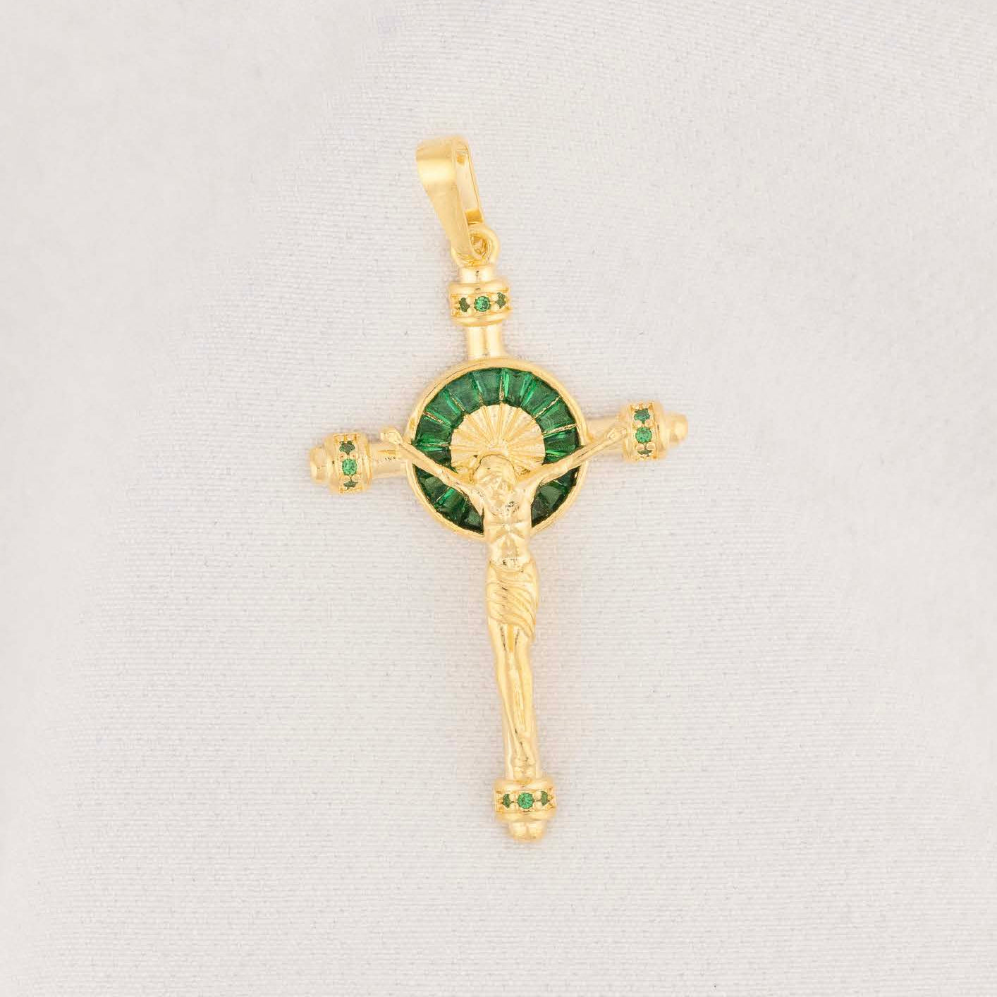 Dije Cristo Cruz Verde Grande