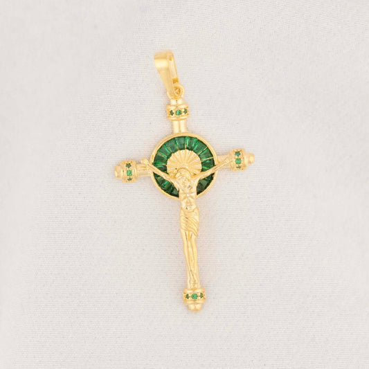 Dije Cristo Cruz Verde Grande