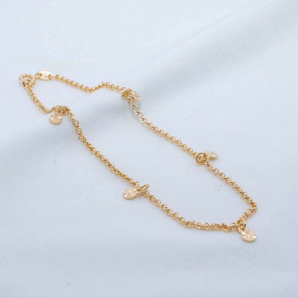 Diamond circle charm anklet 24.5cm