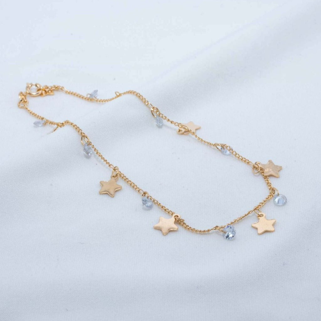 Star anklet with zircons 25cm