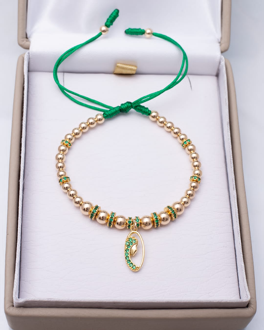 Bracelet with green Virgin charm